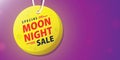 Moon night sale promotion website horizontal banner heading design on price tag yellow full moon shape vector for banner or