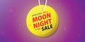 Moon night sale promotion website horizontal banner heading design on price tag yellow full moon shape vector for banner or