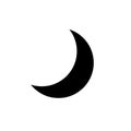 Moon in night sky. Black moon light isolated on white background. Icon crescent. Simple celestial shape. Silhouette graphic elemen Royalty Free Stock Photo