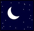 moon in night sky with stars vector illustration Royalty Free Stock Photo