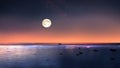 Moon on night starry sky at sea sunset  night sky stars summer night  sea dark blue water moonlight  sunset background nature Royalty Free Stock Photo