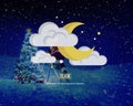 Moon Night Stars Clouds Sleep Concept