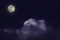 Moon night white cloud