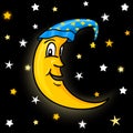 Moon in nightcap with stars