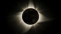 Moon obscures sun in total solar eclipse, sky darkens with celestial event. Royalty Free Stock Photo