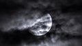 Moon in cloudy sky and dramatic dark clouds Royalty Free Stock Photo