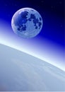 Moon on the orbit, near Earth. Vector illustration Royalty Free Stock Photo