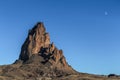 Moon Over Agathla Peak - Mars Like Terrain, Monument Valley, Arizona Royalty Free Stock Photo