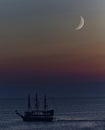 The Moon over the Antalya bay Royalty Free Stock Photo