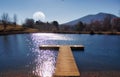 Moon over Ashe County Park Royalty Free Stock Photo