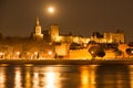 Moon over Avignon walls