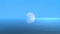 Moon over the blue wide sea