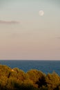 Moon over Cala Llenya Royalty Free Stock Photo