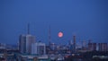 Moon over the city, night sky Royalty Free Stock Photo