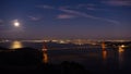 Moon over Golden Gate Bridge, San Francisco, California Royalty Free Stock Photo