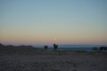 Moon over the Gulf of Aqaba in the Red Sea in October. Dahab, South Sinai Governorate, Egypt