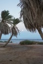 Moon over the Gulf of Aqaba in the Red Sea in October. Dahab, South Sinai Governorate, Egypt