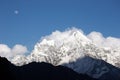 Moon over Himalaya mountains, Everest region, Nepal Royalty Free Stock Photo