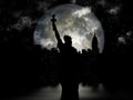 Moon over Manhattan. Liberty statue Royalty Free Stock Photo