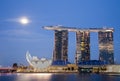 Moon over Marina Bay Sands Royalty Free Stock Photo