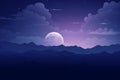 moon over the mountains at night with clouds and mountains in the background Royalty Free Stock Photo