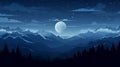 moon over mountains and trees at night Royalty Free Stock Photo