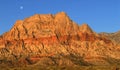 Moon over Red Rock Canyon, Nevada at sunrise Royalty Free Stock Photo