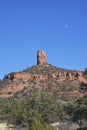 Moon Over Red Rock Formation Royalty Free Stock Photo