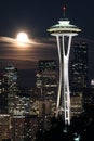 Moon over Seattle Royalty Free Stock Photo