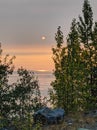 Moon Over Turnagin Arm in Alaska