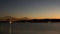 Moon over Tappan Zee Bridge Royalty Free Stock Photo