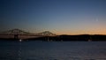 Moon over Tappan Zee Bridge Royalty Free Stock Photo