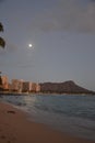 Moon over Waikiki Royalty Free Stock Photo