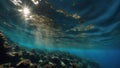 moon over water A dark blue ocean surface seen from underwater. The water is clear and calm, and the sun is high Royalty Free Stock Photo