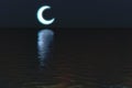 Moon over water night scene background