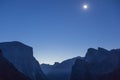 Moon Over Yosemite Valley as Seen from Tunnel View Royalty Free Stock Photo