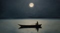 Moonlit Boat Ride: Meticulous Realism Painting In James Terrell Style Royalty Free Stock Photo