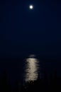 Moon path at night. Black sea at night. Moonpath Royalty Free Stock Photo