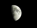 Waxing Gibbous Moon in black night sky