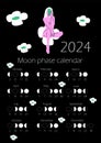 Moon phases calendar 2024 with Naked woman body in bright color. Royalty Free Stock Photo