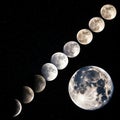Moon Phases Collage Royalty Free Stock Photo