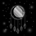 Moon phases dreamcatcher with stars in silver Royalty Free Stock Photo