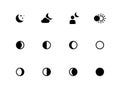 Moon phases icons on white background