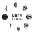 Moon phases icons - whole cycle from new moon to full moon