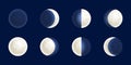 Moon phases illustration, celestial space planet poster background Royalty Free Stock Photo