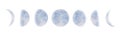 Moon phases isolated on white background, watercolor illustration