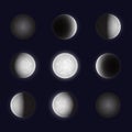 Moon phases night space astronomy