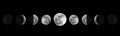 Moon phases night space astronomy.