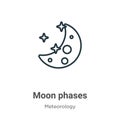 Moon phases outline vector icon. Thin line black moon phases icon, flat vector simple element illustration from editable Royalty Free Stock Photo