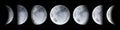 Moon phases, realistic crescent and full vector